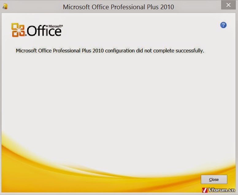 Microsoft Office Professional Plus 2010 configuration did not complete  successfully 